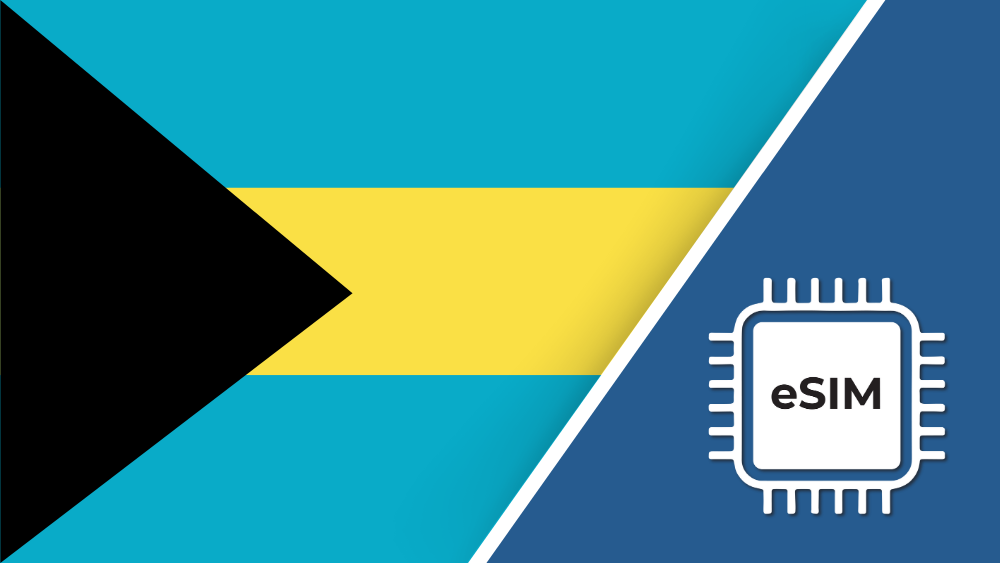 Bahamas eSIM – Travel connectivity for the Bahamas. Image featuring the Bahamas flag and an eSIM icon.