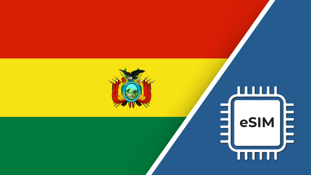 Bolivia eSIM – Travel connectivity for Bolivia. Image featuring the Bolivian flag and an eSIM icon.