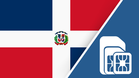 SIM Card – Travel connectivity for Dominican Republic. Image featuring the Dominican Republic flag and a SIM card icon.