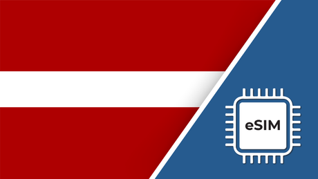 Latvia eSIM – Travel connectivity for Latvia. Image featuring the Latvian flag and an eSIM icon.