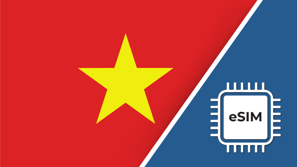Vietnam eSIM – Travel connectivity for Vietnam. Image featuring the Vietnamese flag and an eSIM icon.