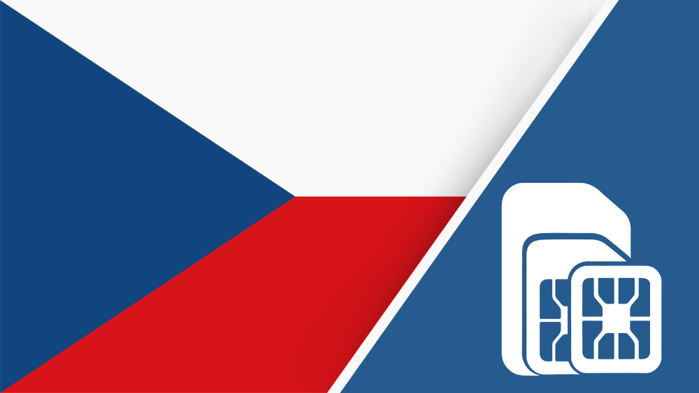 Czech Republic SIM Card – Travel connectivity for the Czech Republic. Image featuring the Czech Republican flag and a SIM card icon.
