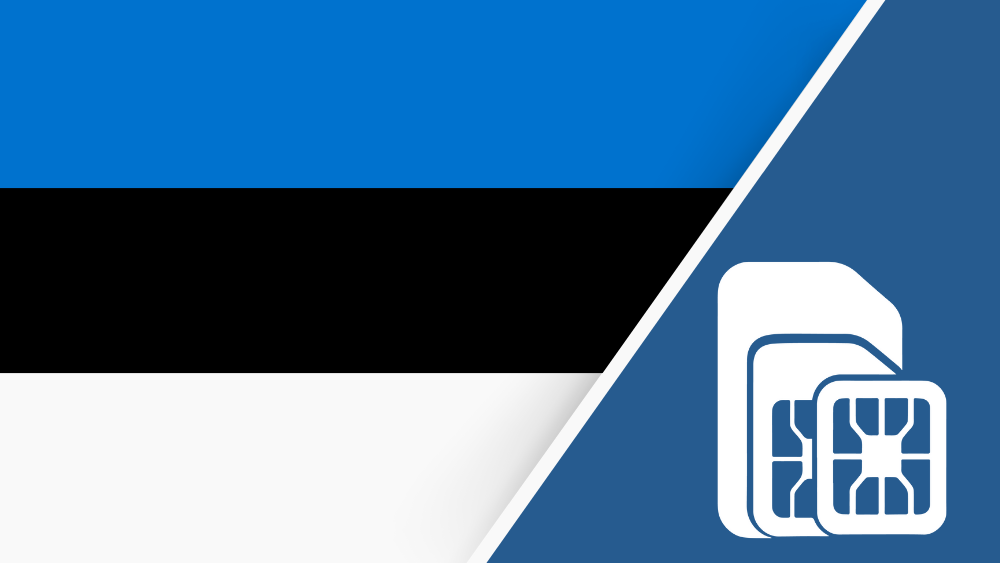 Estonia SIM Card – Travel connectivity for Estonia. Image featuring the Estonia flag and a SIM card icon.