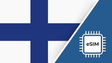 Finland eSIM – Travel connectivity for Finland. Image featuring the Finland flag and an eSIM icon.