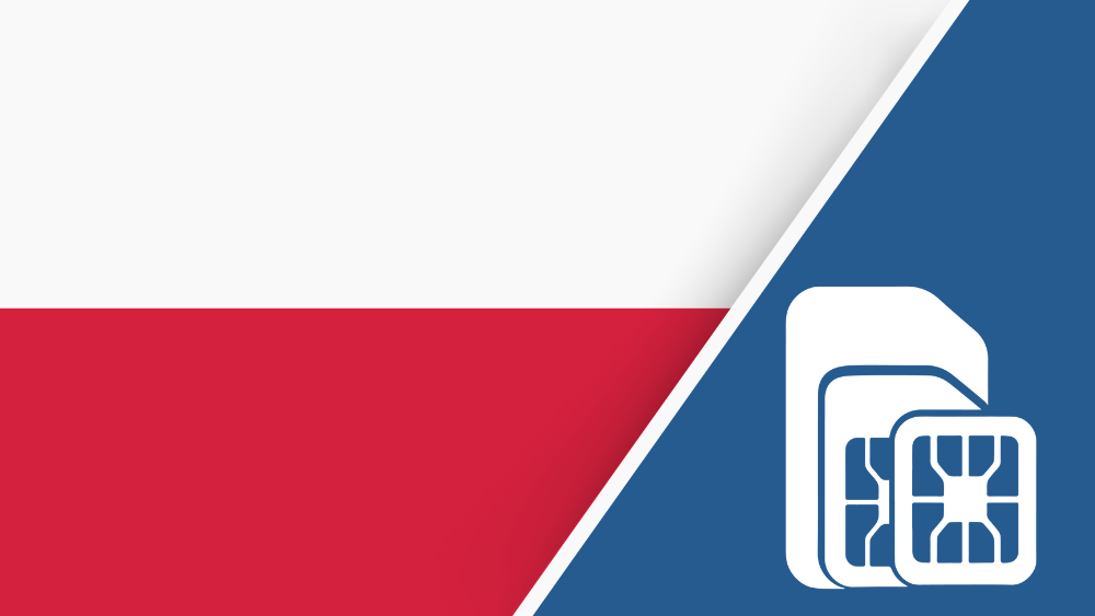 Poland SIM Card – Travel connectivity for Poland. Image featuring the Polish flag and a SIM card icon.