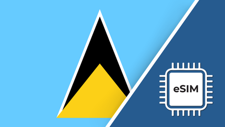 Saint Lucia eSIM – Travel connectivity for Saint Lucia. Image featuring the Saint Lucia flag and an eSIM icon.