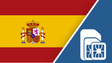 Spain SIM Card – Travel connectivity for Spain. Image featuring the Spanish flag and a SIM card icon.