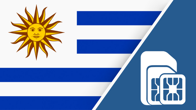 Uruguay SIM Card – Travel connectivity for Uruguay. Image featuring the Uruguay flag and a SIM card icon.