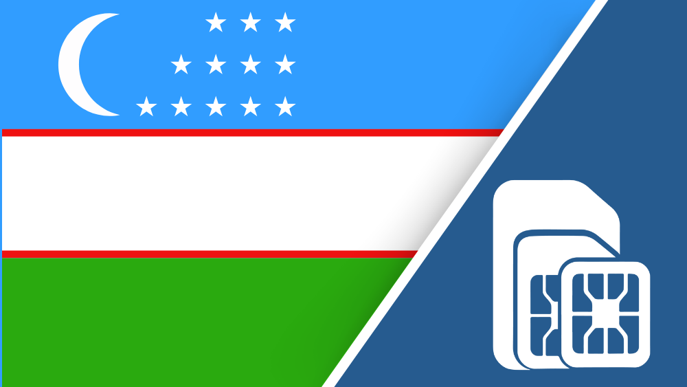 Uzbekistan SIM Card – Travel connectivity for Uzbekistan. Image featuring the Uzbekistan flag and a SIM card icon.